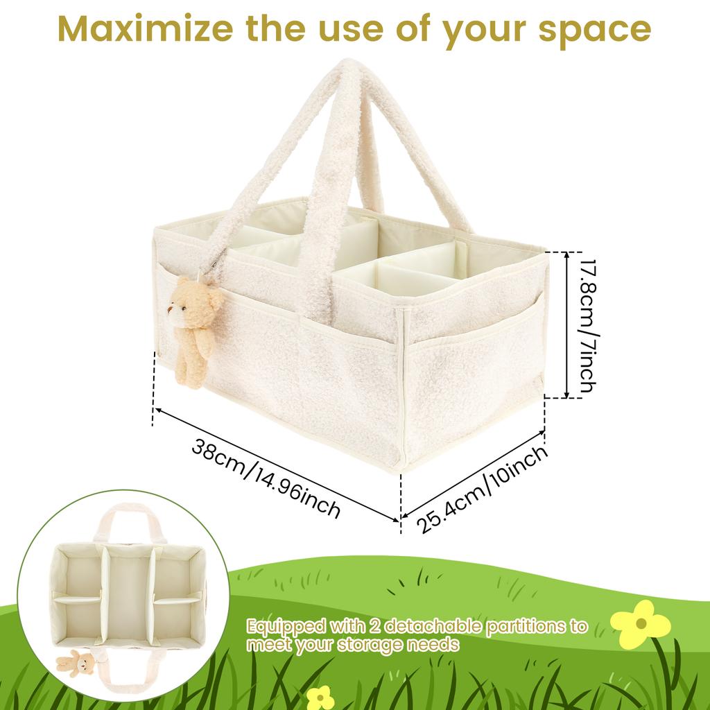 Baby Diaper Caddy Large Organizer Tote Bag for Baby essentials Boy or Girl Baby Shower Basket Nursery Must Haves Newborn Caddie