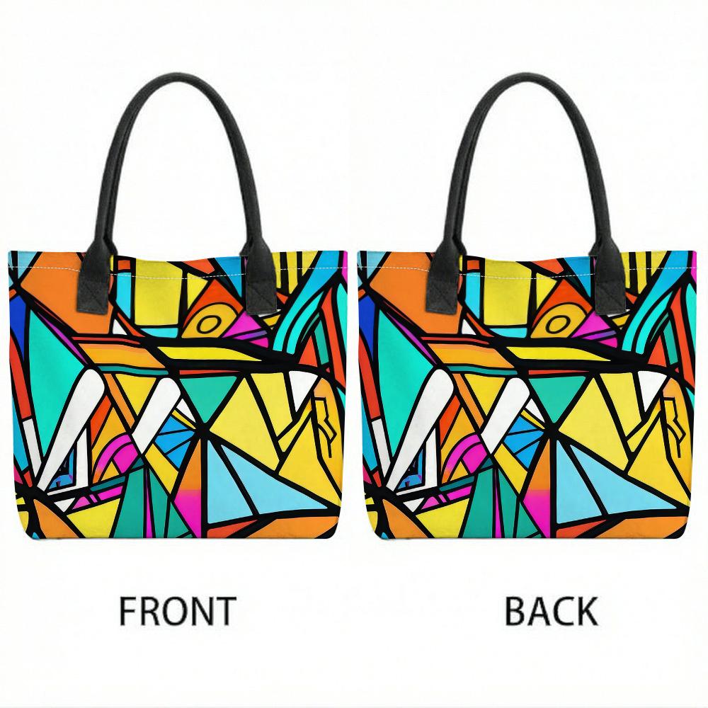 Colorful Geometric Print Tote Bag Large Capacity Casual Portable Shoulder Handbag for Daily Use
