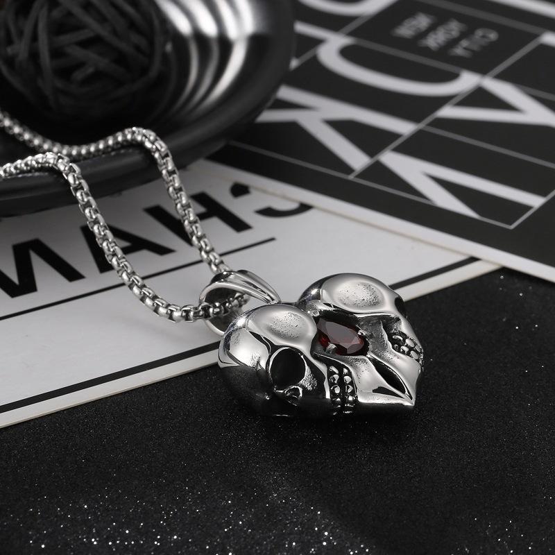 Casting Punk Style Jewelry Gift Creative Retro Love Skull Couple Bestie Pendant