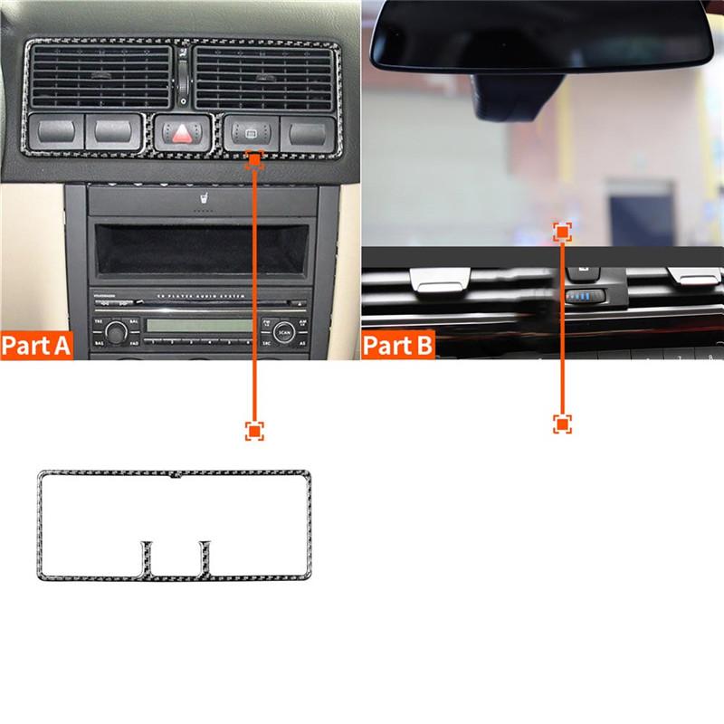 Car Carbon Fiber Interior Button Panel Trim Sticker Frame For VW Golf 4 GTI Jetta MK4 1999-2004 Styling Accessories