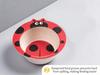 5-Piece Bamboo Fiber Children's Tableware Set: Cow & Ladybug Design with Plate, Bowl, Fork, and Spoon.