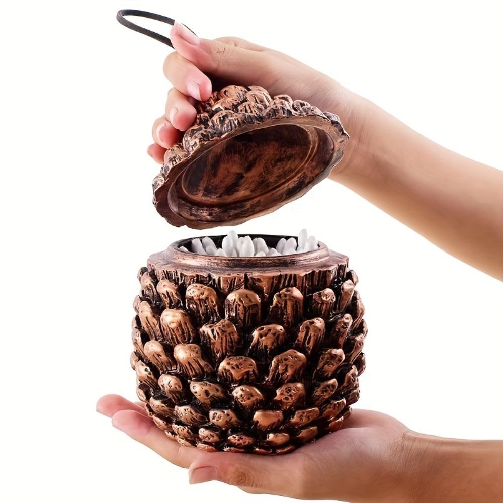 

1 шт. Креативная коробка для хранения в форме сосновой шишки с откидной крышкой, забавная декоративная подставка для зубочисток и домашний декор для кухни