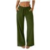 Women's Linen Palazzo Pants High Waist Wide Leg Casual Drawstring Loose Fit Summer Trousers with Pockets Lightweight Breathable Fabric