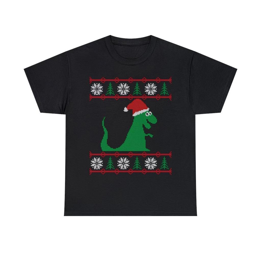 T-Rex Santa Ugly Christmas Sweater Graphic Tee Shirt, S-5XL