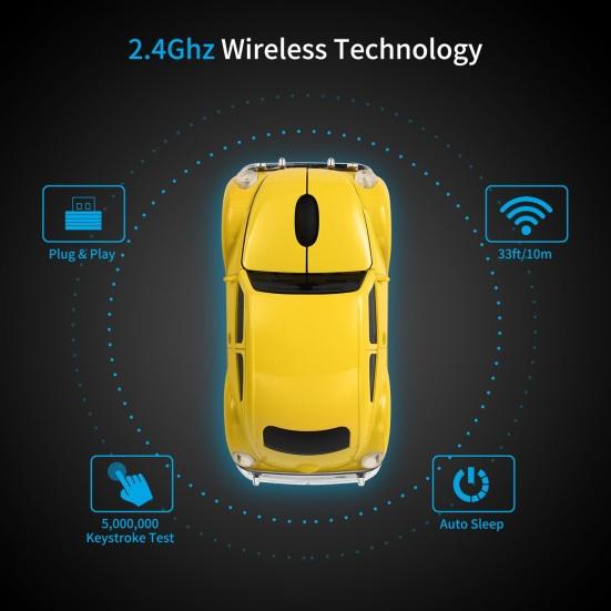 Cartoon Mini Car Wireless Mouse Ergonomics Cozy Grip 1000 DPI Plug-Play Mute Optical Mouse Battery Powered Laptop Tablet Mouse