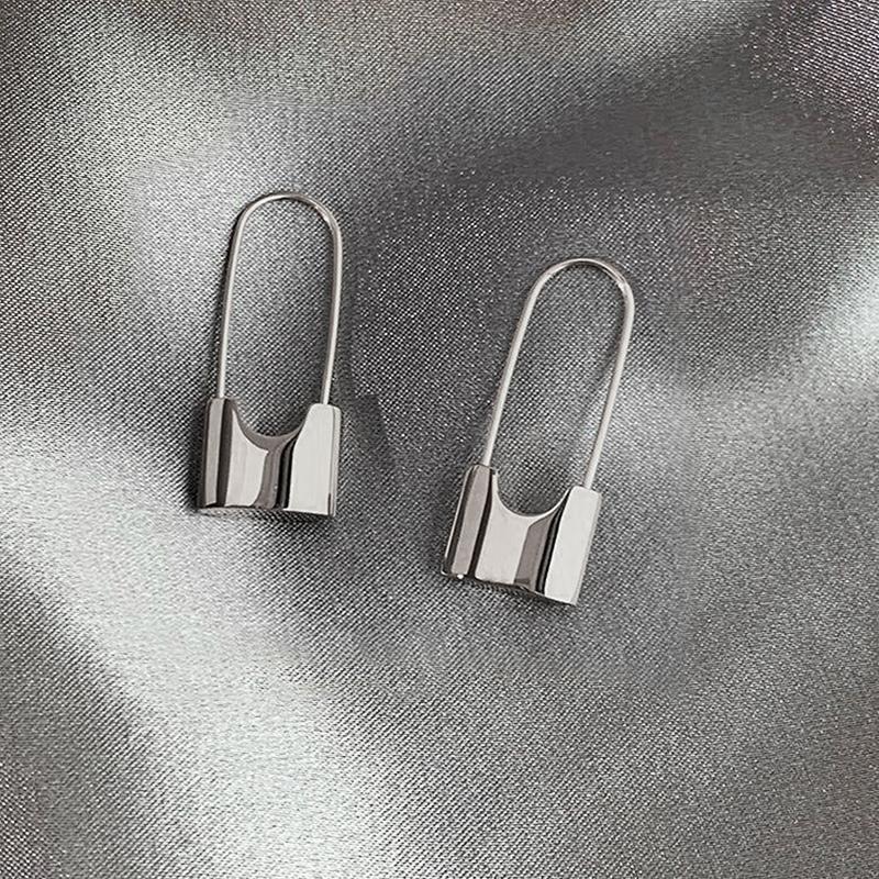 

Huitan Hip Hop Lock Earrings Metallic Style Piercing Cool Accessories for Women Daily Wear Stylish Earrings Jewelry