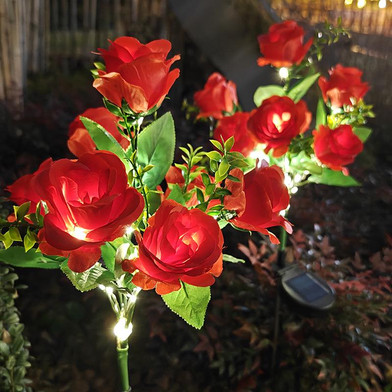 Solar-Powered Outdoor Waterproof Rose Flower LED Garden Lamp