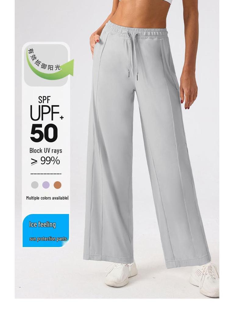 Ice Silk Quick-Dry Wide-Leg Sun Protection Fitness Pants