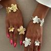 3Pcs/Set Fashion Metal Large Flower Splicing Bracelet for Women Trend Open Flowers Bangle Rings Sets Party Holiday Jewelry Gifts