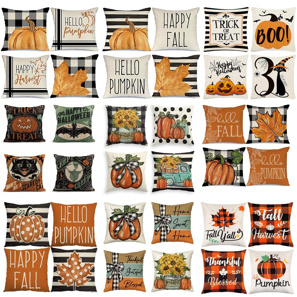 Halloween Pumpkin Letters Pushing Cover New Style Pushing Pillow Cover Pumpkin Festival Cushion Backrest Cover