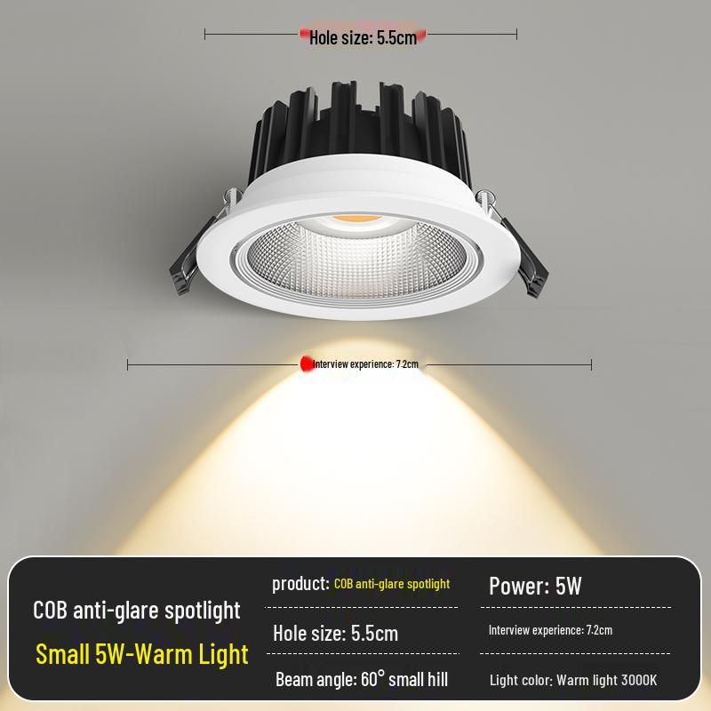 Spotlight LED Ceiling Light for Home & Store - Recessed COB Downlight 5W/7W