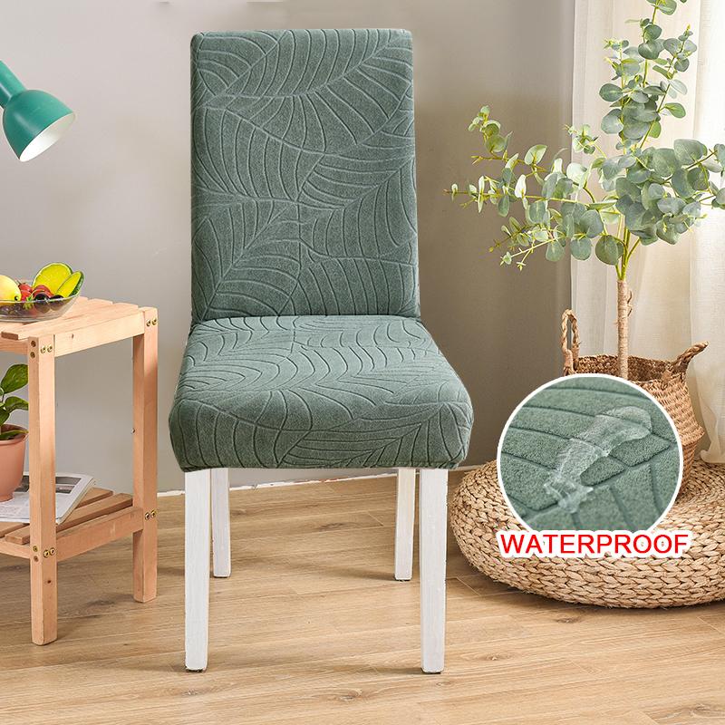Waterproof Jacquard Chair Cover For Dining Room Thick Fabric Chair Slipcover Protector Washable Seat Cover For El Banquet 1Pc