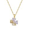 Four-Leaf Full Diamond Necklace Earrings Set Light Luxury Micro-Inlaid Personalized Temperament Banquet Earrings Necklace Combination