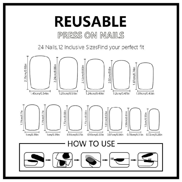 Independence Day French Tip Press on Nail Short Square Fake Nail Glues on Nail Artificial False Nail for Nail Decors