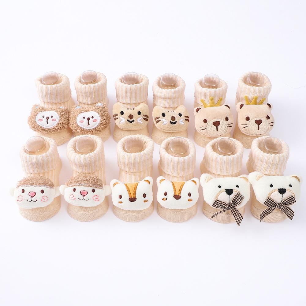 3 Pairs Newborn Baby Socks Cute Cartoon Animal Cotton Floor Socks Infant Thin Socks Breathable Kids Clothes Accessories
