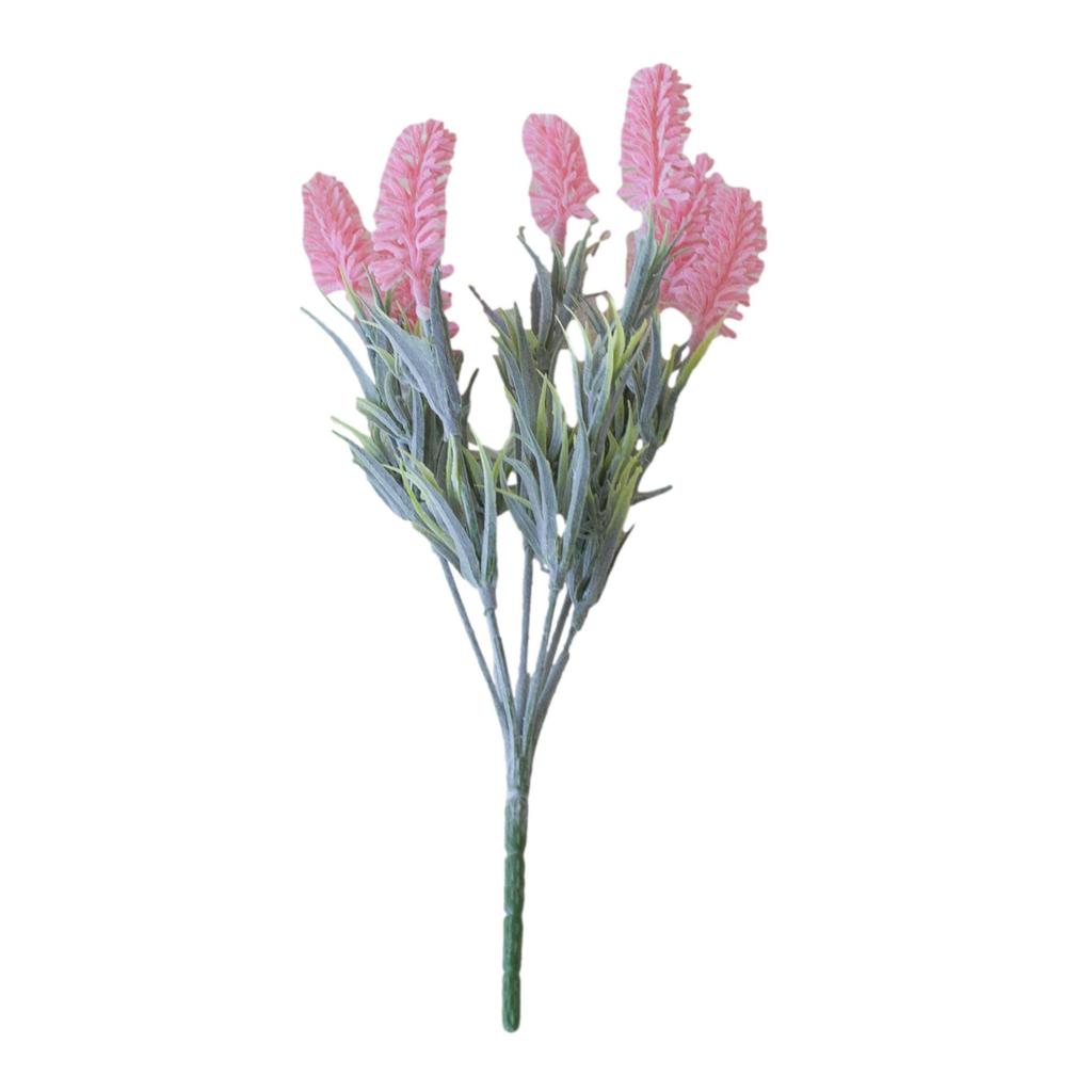 Realistic 7-Head Flocked Lavender Silk Flowers for Home Decor and Wedding Photography