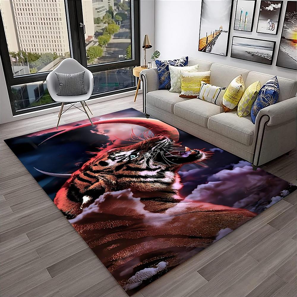 3D Dream Tiger Animal Cartoon Carpet Rug for Home Living Room Bedroom Sofa Doormat Decor,Child Play Area Rug Non-slip Floor Mat