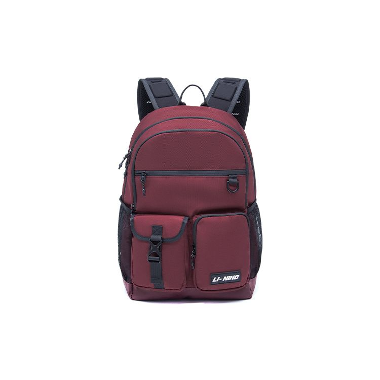 Li Ning Sports Fitness Series Fabric Backpack Unisex Backpack Burgundy ABSS303-3 Burgundy
