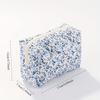 1Pc Flower Printed Quilted Makeup Bag, Puffy Zipper Design, Large Capacity Cosmetic Organizer for Travel & Toiletries