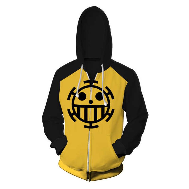2021 One Piece Anime 3D Print Zipper Hoodie for Men
