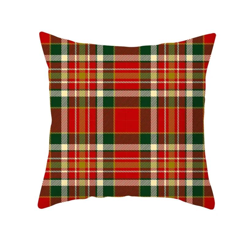 Fuwatacchi Merry Christmas Print Pillowcase Red Black Plaid Cushion Cover Home Chair Sofa Decoration  _,(2) 30x30cm