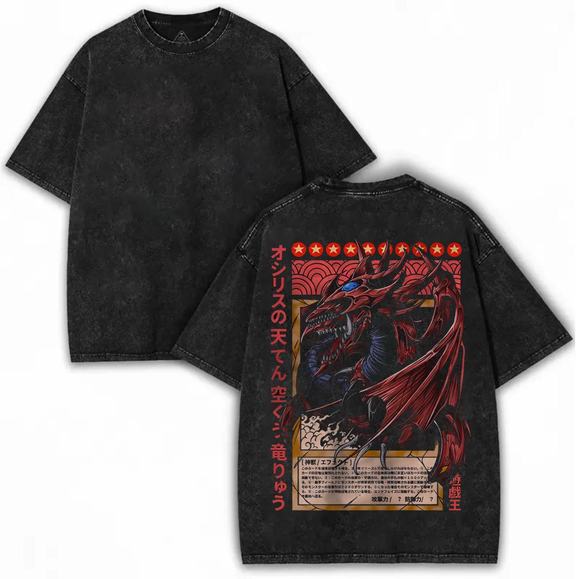 Anime Yu Gi Oh Blue Eyes White Dragon Washed Tshirt Oversized Streetwear Short Sleeve Tees Men Women Clothing Manga Tshirt S