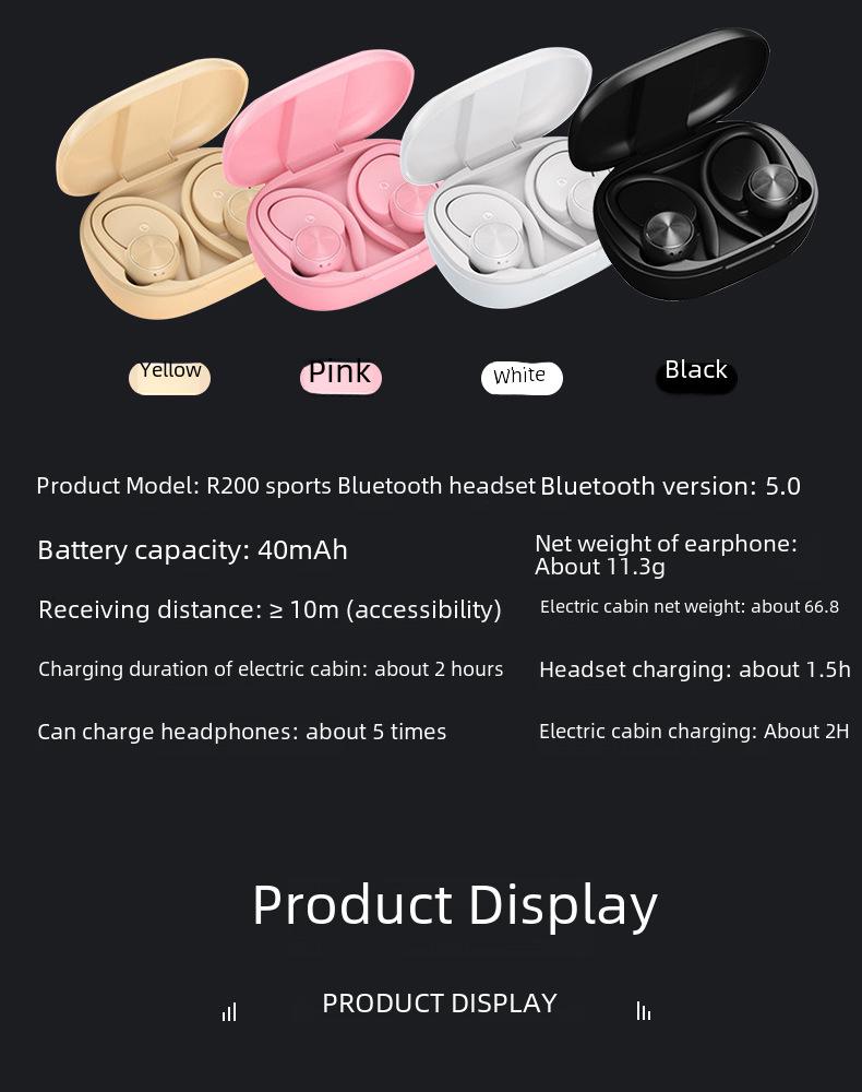 TWS In-Ear Wireless 5.0 Bluetooth Headset with Painless Ear-Hook, Digital Display, Sport Sweat-Proof & Noise Reduction