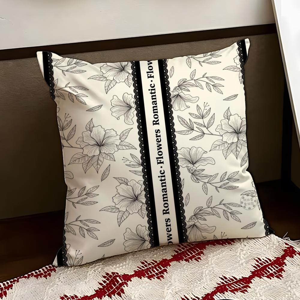 Beautiful Retro Flowers Cushion Cover Reversible Soft Durable Pillow Cover Home  Car MultiScene Use for Daily Comfort