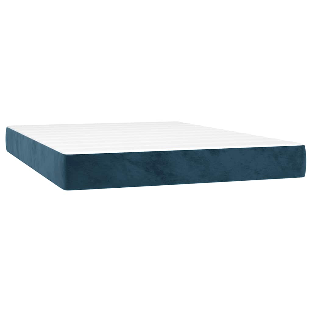 Box Spring Bed with Mattress Dark Blue 140 x 190 cm Velvet