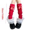 Cable Knit Leg Warmers Boot Cuffs with Bowknot Decorated Sweet Tiered Ruffled Lace Trim Leg Covers Calf Socks for Women