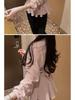 Elegant V-neck Chiffon Blouse - Women's Spring/Autumn, Waist-Slimming Tie-up, Long-Sleeve, Sweet Fairy Style