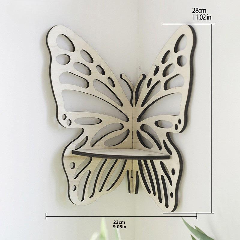 Butterfly Floating Wall Shelf Crystal Shelf Lotus Display Room Ornaments Modern Home Decoration Rack Home Wood Decor Aesthetic