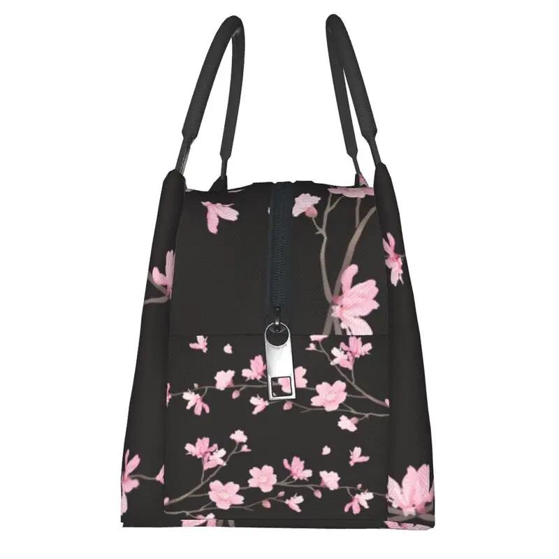 Cherry Blossom Insulated Lunch Tote Bag for Women Sakura Cherry Blossom Cherry Portable Thermal Cooler Food Lunch Box Travel