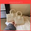 Bolsa de Mão Elegante com Pérolas para Senhora Pequena Bolsa Transversal de PVC com Enfeites de Pérolas Para Uso Diário