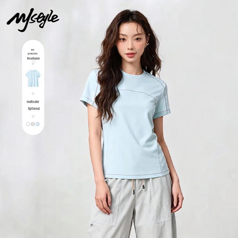 MJ STYLE Women s Colorblock Short-Sleeve T-Shirt L
