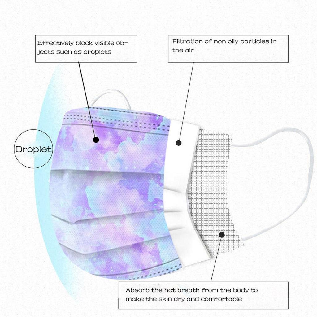 10PC Children Tie- Gradient Printed Three-Layer Dust-Proof Disposable Mask