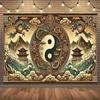 Chinese Dragon Yin Yang Tapestry 2D Flat Printing Tai Chi Feng Shui Wall Hanging For Living Room Bedroom Asian Style Home Decor