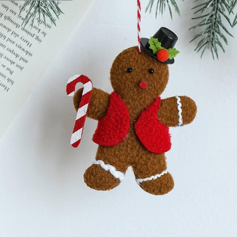 Man Gingerbread Christmas Pendant Necktie Bowknot Xmas Decoration Prop Festival