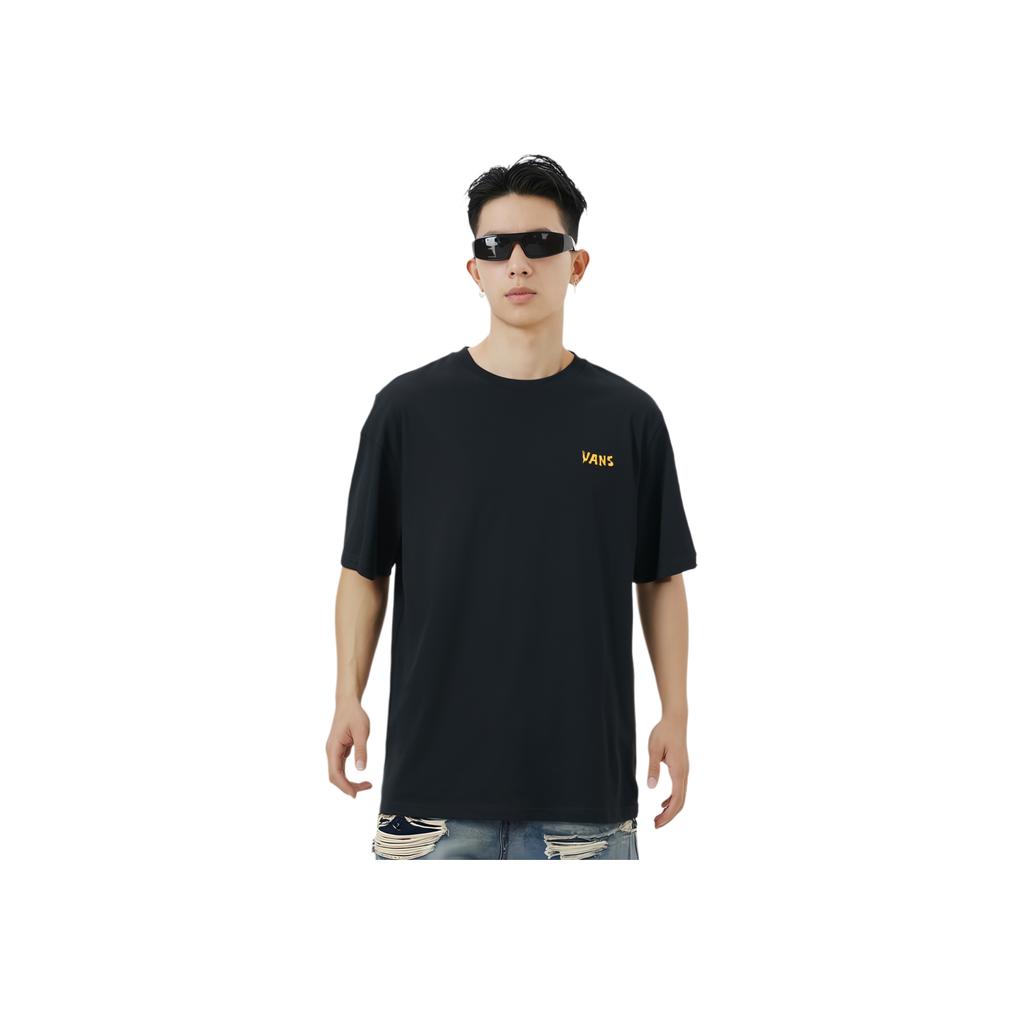 Vans Casual Cartoon Dinosaur Pattern Round Neck Short Sleeve T-Shirt Men Tops Black VN0A7PZFBLK