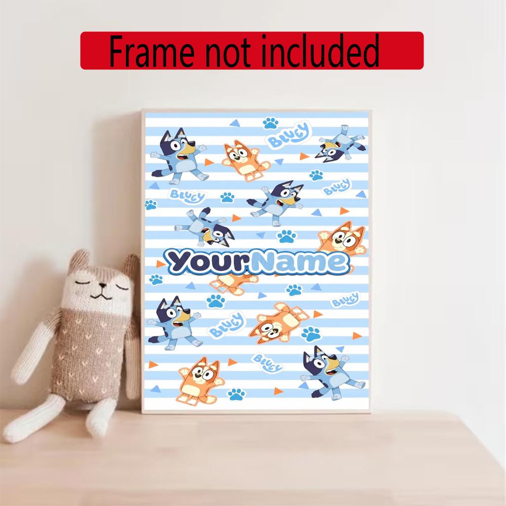 Bluey Customize Your Name Diamond Painting Round Diamond Diy Frameless Holiday Artwork Suitable For Home Office Wall Decoration