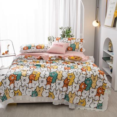 Cartoon Bear Summer Quilt Princess Ruffles Air Conditioning Thin Comforter Skin-friendly Comfortable Quilted Quilt Washable