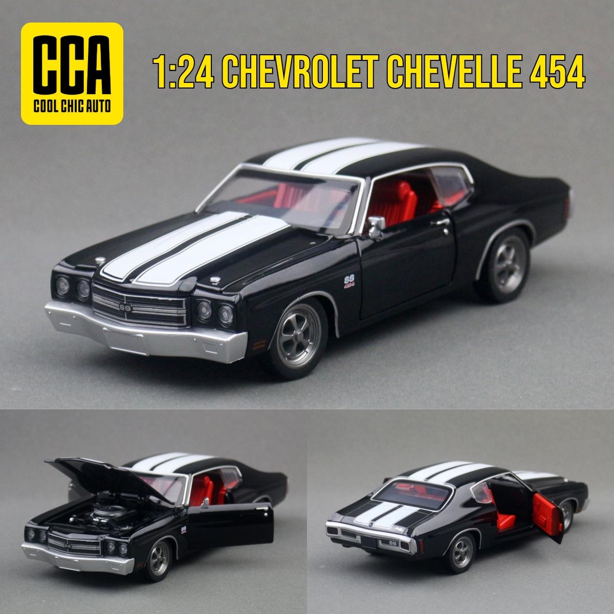 

1/24 Chevrolet Chevelle 454 1970 Vintage Toy Car Model Diecast Metal Rally Miniature Sound & Light Gift For Kid Boy Collection чёрный
