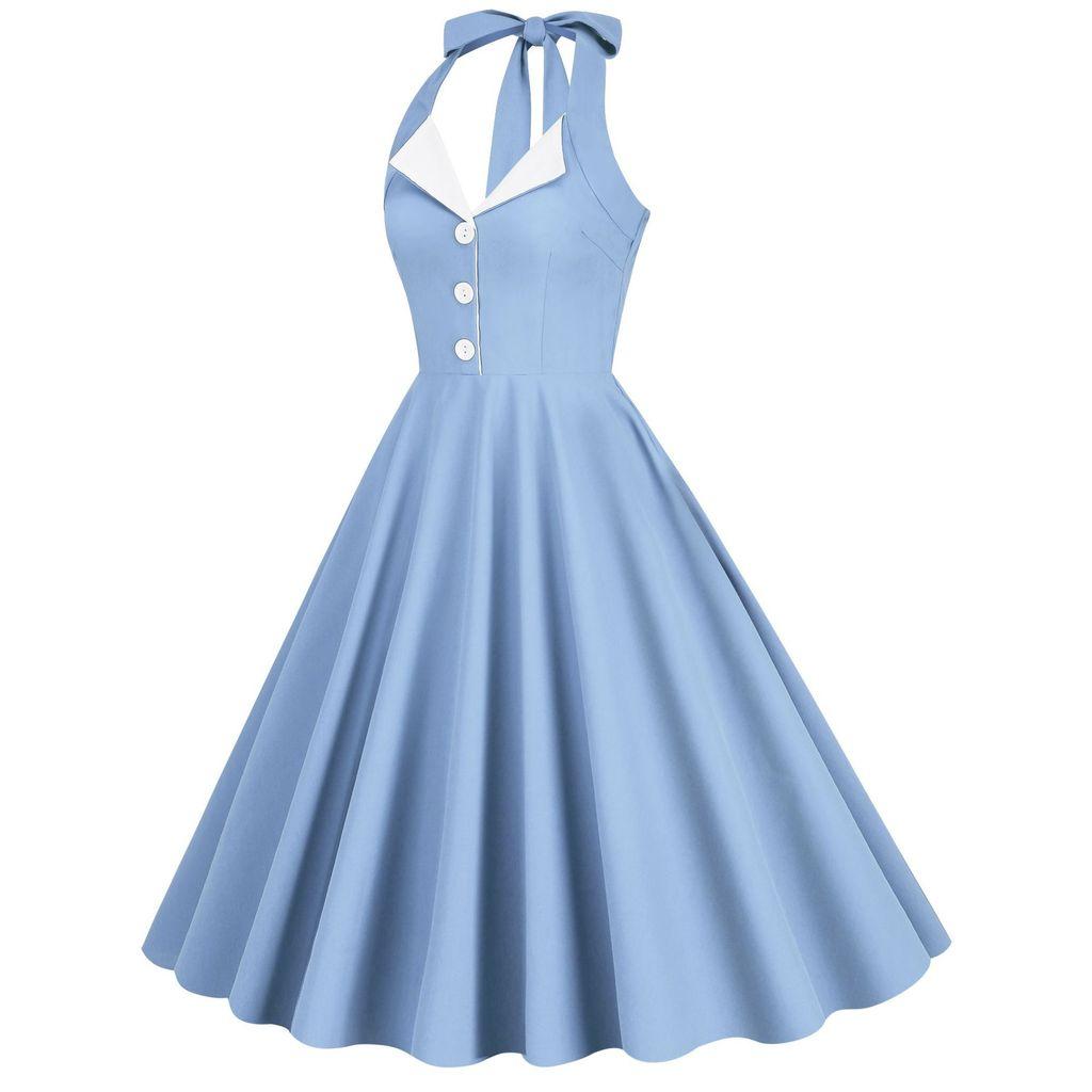 Vintage Style Backless Splice Satin Dress With High Waist For Romantic Holidays