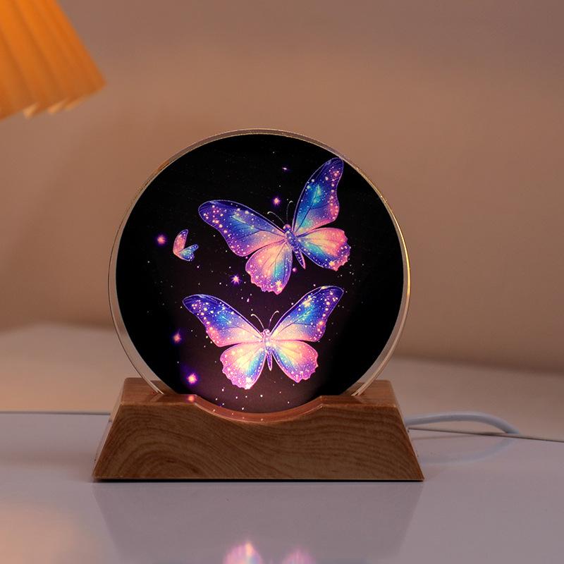 Crystal Disc Luminous Night Lamp Bedside Lamp Ambient Desk Lamp Creative Gift Desktop Decoration Ornament