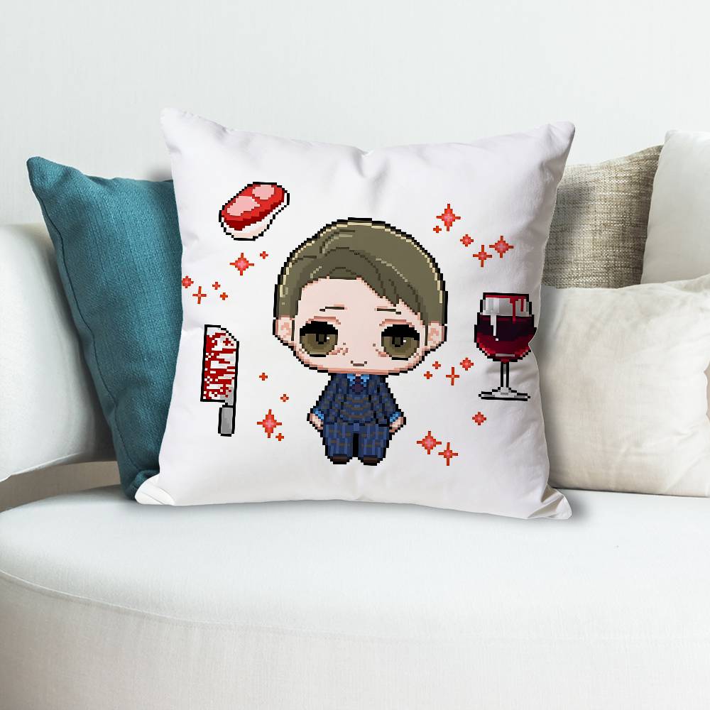 HHannibalsS TV Anime Celebrity Merchandise AllMatch Printed Pillow Case Sofa Car Office Room Decoration Protector