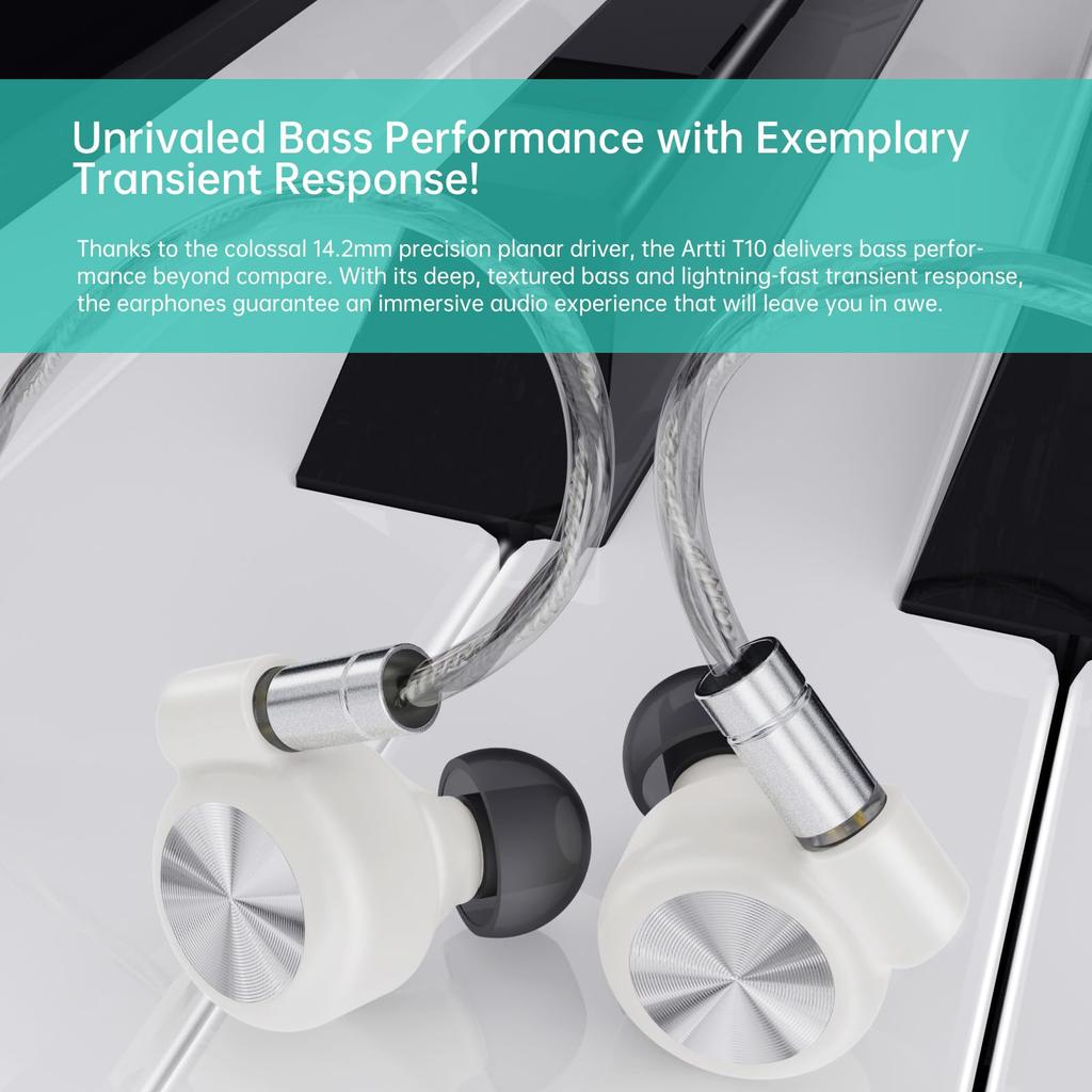 ARTTI T10 Wired Earphones with 14.2mm Planar Drivers, High-End HiFi Earphones, In-Ear, High-Purity Copper-Silver Plated Cable, Ergonomic Design,
