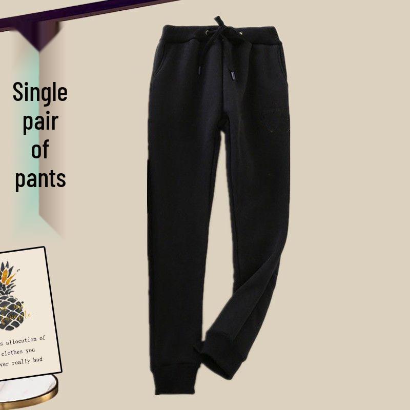 Plus Size Women's Fleece Lined Hooded Jacket & Sportswear Set - Autumn/Winter Korean Style