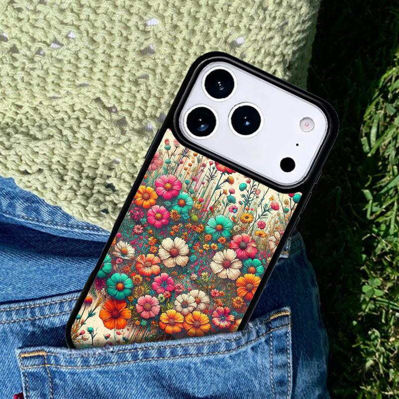 Colourful Flower Painting Art Phone Case Cover for IPhone 11 12 13 14 15 16e 17 Pro Max Coque for IPhone 17 Air