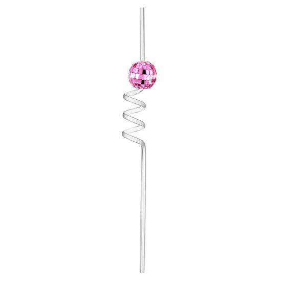 6Pcs/Set Disco Straws Disco Ball Distinctive Reflective Mirror Spiral Shape Disco Party Decorations Bachelorette Straws Cup Accessories