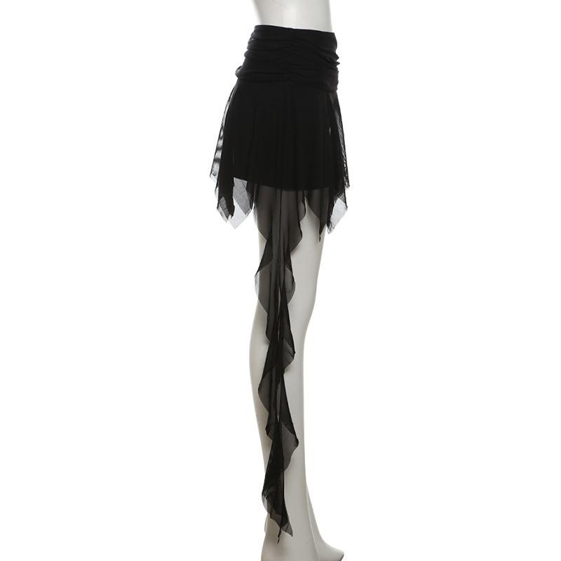 Summer Women's Solid Color Slim-fit Street Fashion High-waisted Gauze A-line Skirt